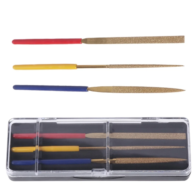

3 Pcs Diamond Needle File Set Titanium Plating Stone Jewelry Wood Craft DIY Tool 77UC