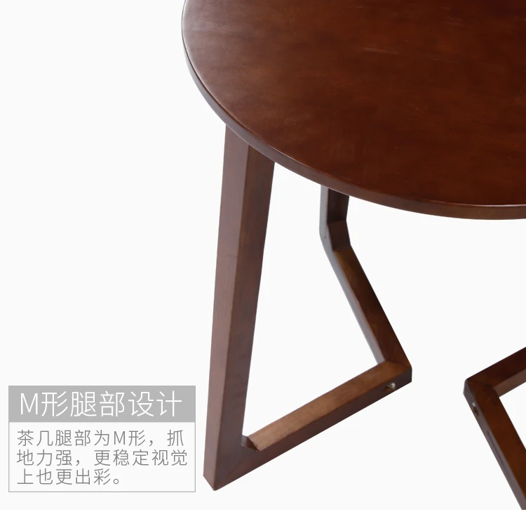 100% Wooden Tea Table round small coffee table creative Nordic round small side table