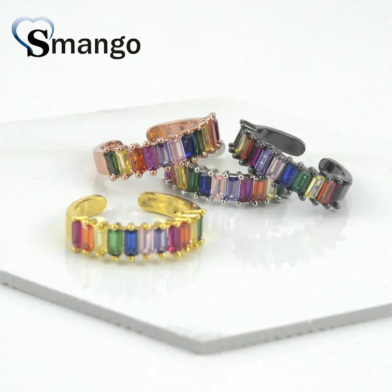 

5pcs,Women Ring, Fashion Jewelry,The Rainbow Series,18KGold Plating Pave Setting Cubic Zirconia Adjustable Rings