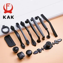 

KAK Zinc Aolly Black Cabinet Handles American style Kitchen Cupboard Door Pulls Drawer Knobs Fashion Furniture Handle Hardware