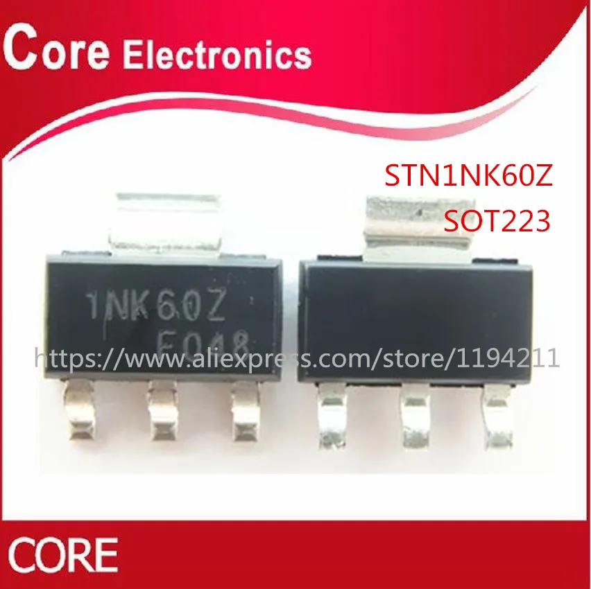 100pcs STN1NK60Z SOT 223 1NK60Z STN1NK60 SOT MOSFET N CH 600V 300MA ...