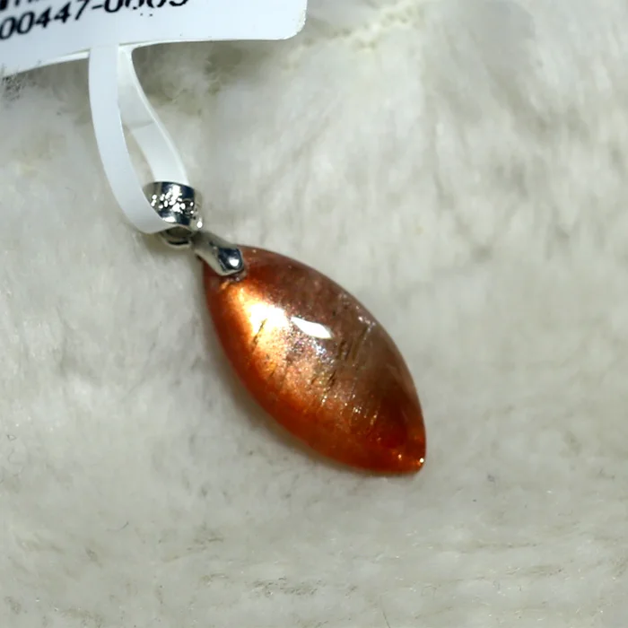 

High Quality Flash Good Light Natural Genuine Orange Gold Sunstone Pendant 00447