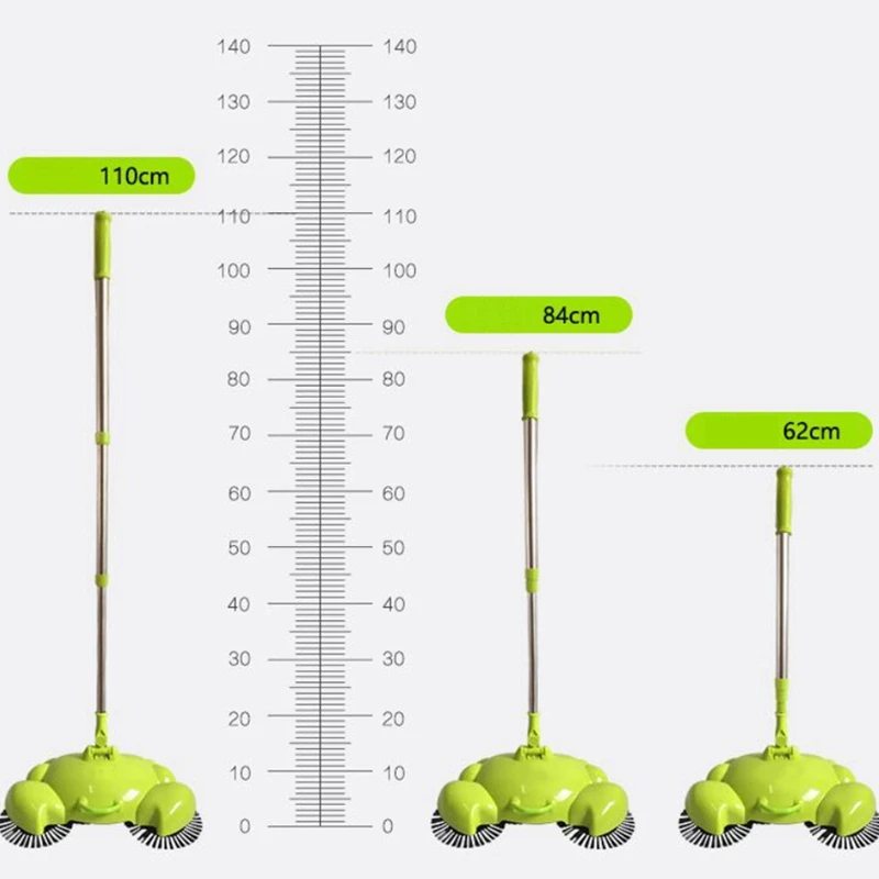 Подметальная машина из нержавеющей стали нажимной тип ручной толчок магический веник совок ручка бытовой очистки ручной толкатель-зеленый