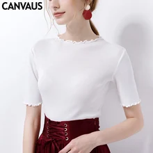 CANVAUS новая одежда однотонная тонкая эластичная летняя футболка с коротким рукавом для женщин Топы повседневные Tumblr Mujer футболка Femme KS105A
