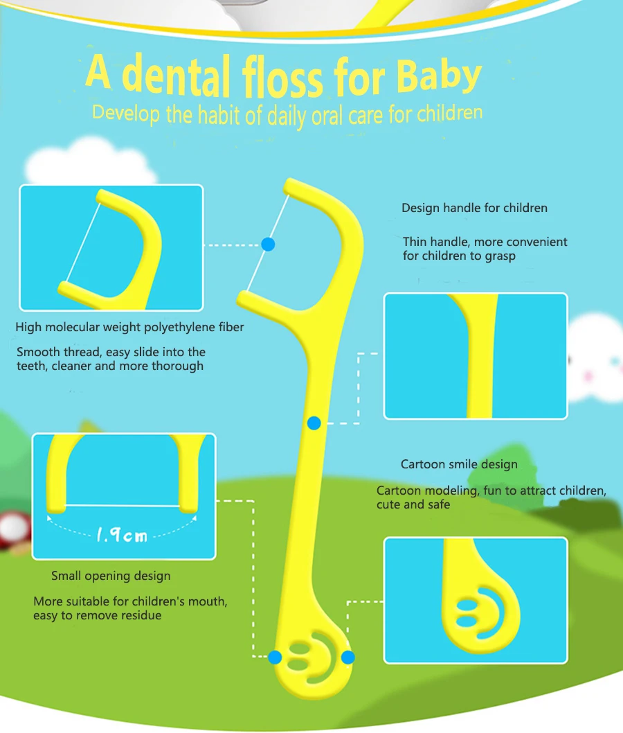 Зубные Flosser для детские, для малышей мультфильм, посвященный нить Палочки нить дети зуб Палочки устные Здоровый Уход фруктовый вкус провод