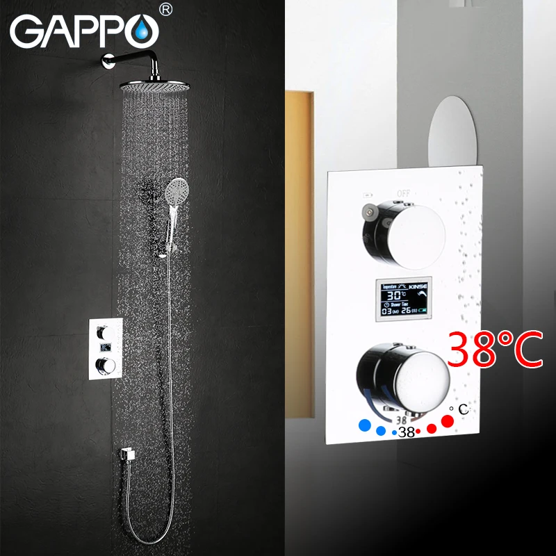 

GAPPO shower faucet bath tub faucet chrome LCD Digital Temperature shower taps in wall Torneira de chuveiro