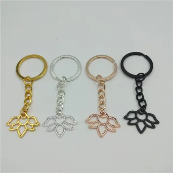 

Hot fashion Lotus Keychain Women Men Buddhist Elements Lotus Flower Key Chain Keyrings Jewelry Gift