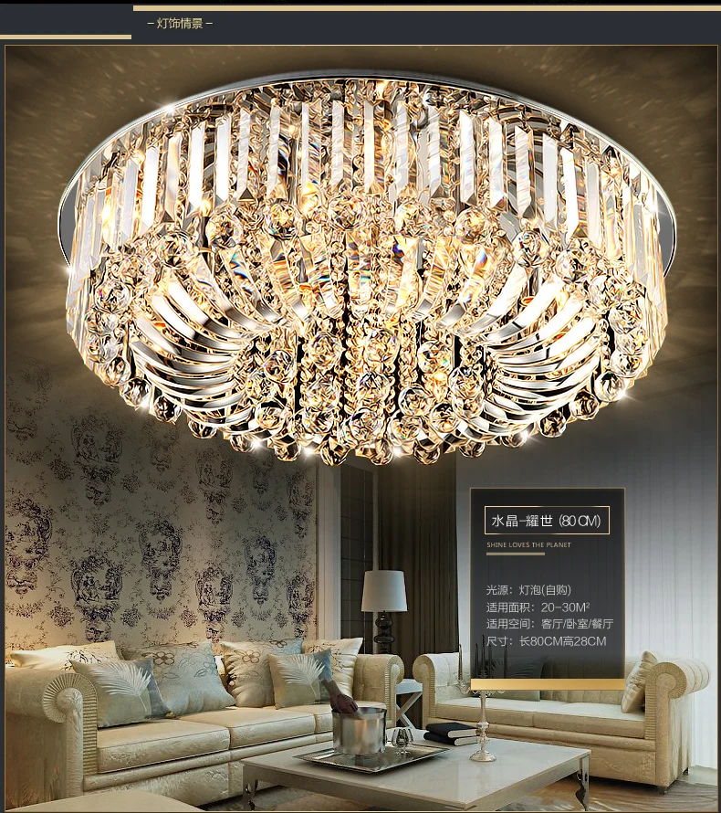 

80cm Flush Mount Crystal / LED 60w Modern/Contemporary Living Room / Bedroom / Dining Room / Study Room/Office Crystal