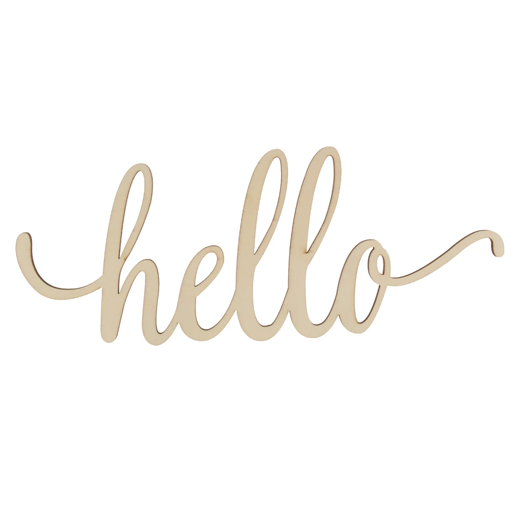 Rustic Wooden hello Plaque Gift Sign Art wooden Cutout Home Wall Decoration