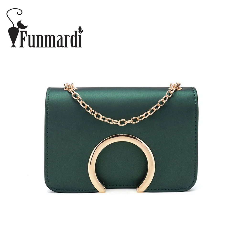 

FUNMARDI Metal Ring design PU leather messenger bag summer mini crossbody bag Fashion chain bags Trendy women bags WLHB1561