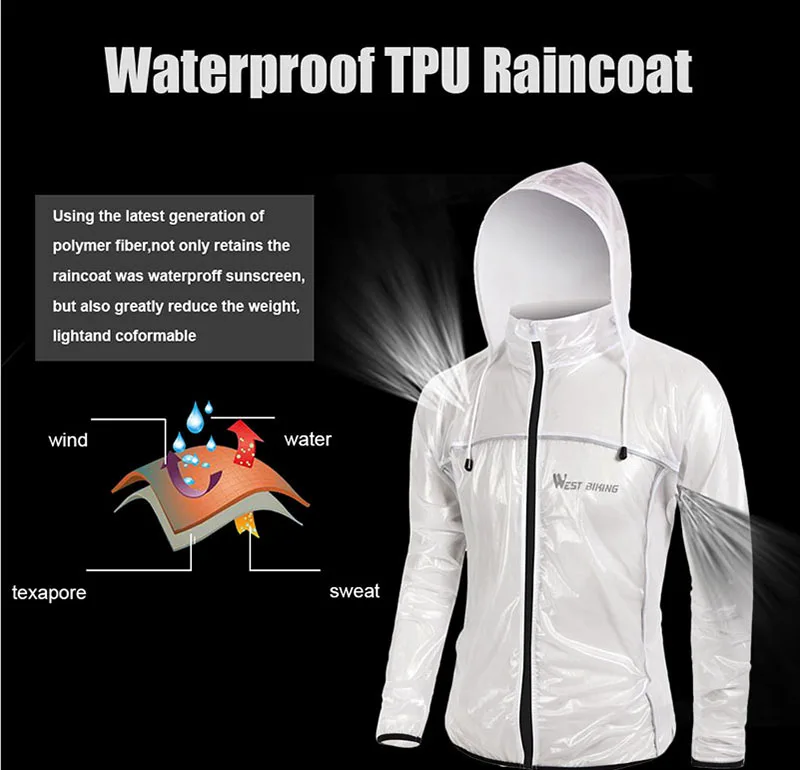 WEST BIKING Waterproof MTB Mountain Bike Raincoat Men Women Cycling Clothing Windbreaker Rain Jacket Bicycle Jerseys