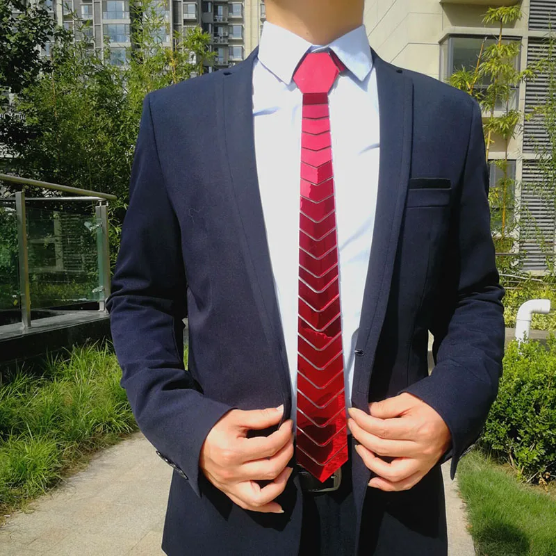 4 цвета, мужской Универсальный Модный Полосатый акриловый галстук, Стильный блестящий зеркальный галстук, красный тонкий галстук, подарок на свадьбу, годовщину, 5 см