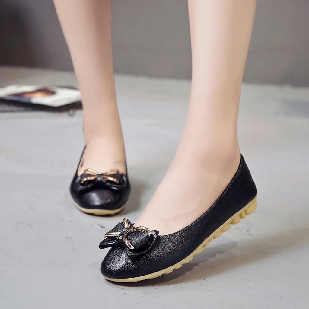 

YOUYEDIAN Flat Shoes Women 2019 Butterfly Knot Ladies Boat Shoes Solid Casual Flat Work Shoes Women Chaussures Femme