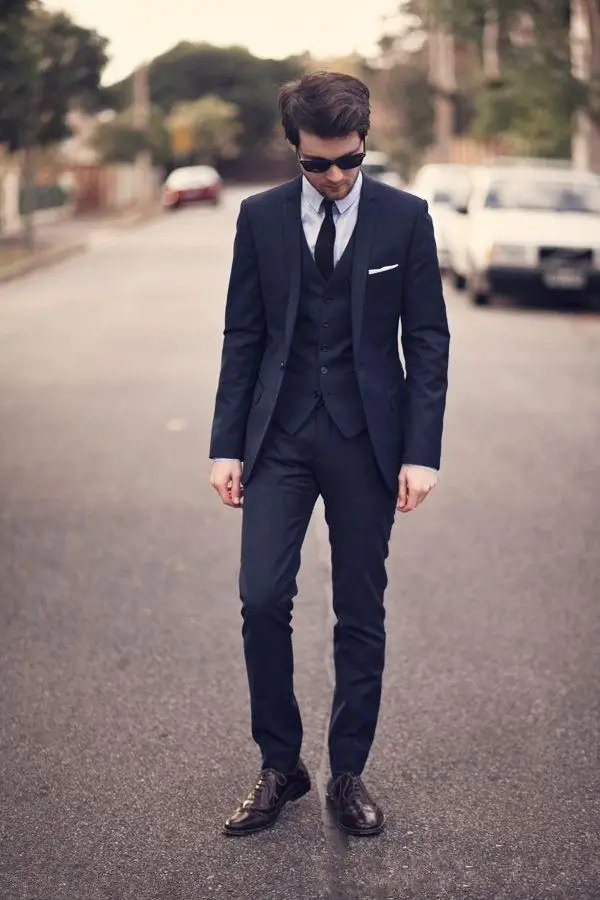 

Tailored Brand-clothing One Button Notch lapel Groom TuxedosBestManGroomsmen Prom Suits Men Wedding Suits(Jacket+Pants+vest+Tie)