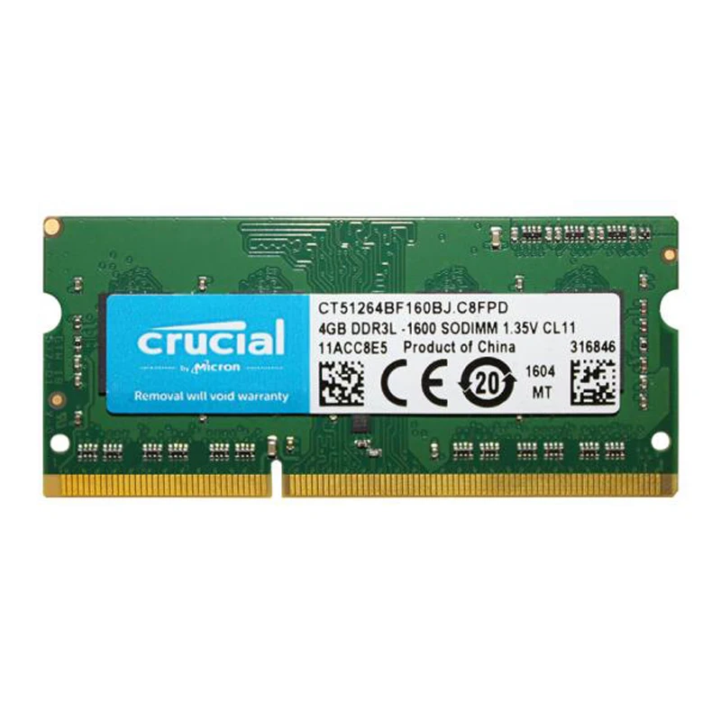 Абсолютно новая оперативная память для ноутбука Crucial DDR3L 1600 МГц 1,35 в 4 ГБ 8 ГБ для ноутбука Sodimm Memoria совместима с DDR3 1333 МГц 1066 МГц