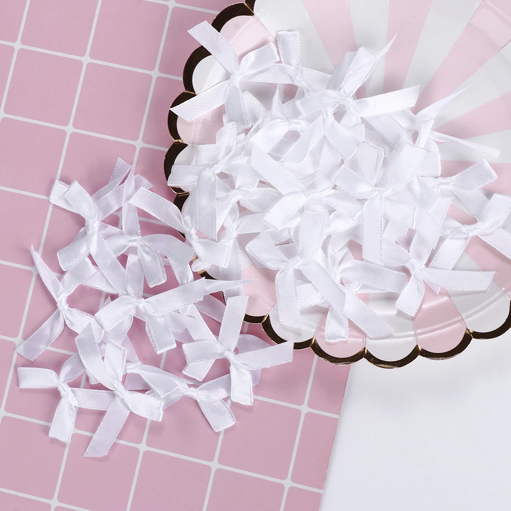 

50pcs/pack Handmade Small Satin Ribbon Bow Appliques Sewing Craft DIY Kids Girls Headwear Hair Wedding Decoration Accessories