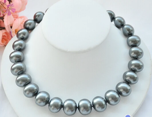 

0002874 17" TAHITIAN BLACK EGG SOUTH SEA SHELL PEARL NECKLACE