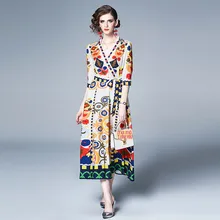 Женское модельное винтажное платье, элегантное платье в стиле ретро с принтом подсолнухов и V-образным вырезом с запахом, платье с коротким рукавом, шнуровкой и поясом, лето