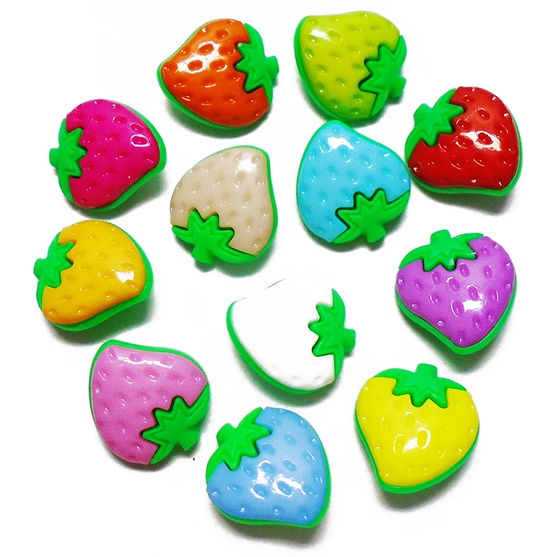 

ZIEENE 12PCs 24PCs 36PCs Mixed 12 Colors Big Strawberry Plastic Buttons 25x23mm Handle Shank Sewing Scrapbooking Kids Handmade