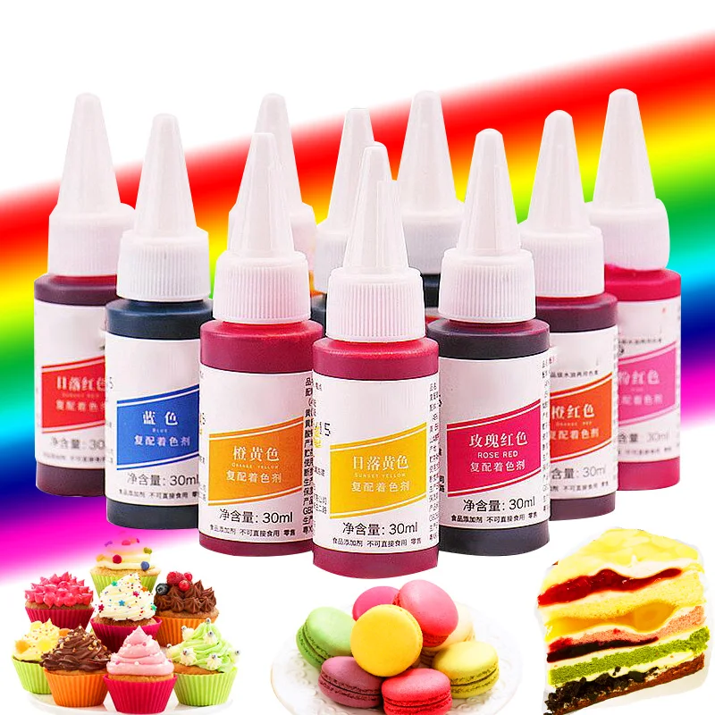 

30ml Edible Pigment for Macaron Cream Food Coloring Healthy Safe Cupcake Cake Mufin Colorant Food Colorings Baking Decoration