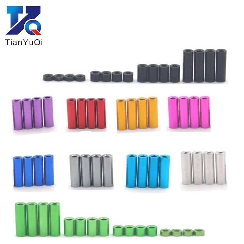 

4 Sets 1.5/3/6/12mm Aluminum Spacer Set Standoff Aluminium Tube Column Spare Parts for Tamiya Mini 4WD RC Car Model