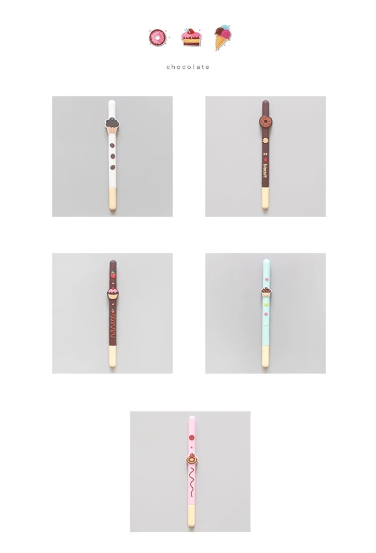 Bolo de Biscoito de Chocolate Lote Caneta Mini Rosquinhas 0.5 Milímetros Esferográfica Cor Preta Gel Pens Papelaria Material Escolar Escritório F710 20 Pçs - 3 Material escolar e de escritório