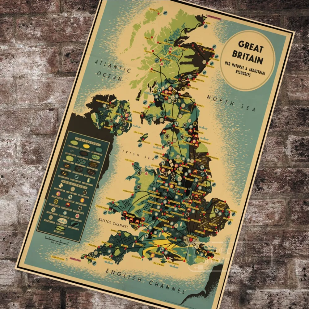 

The UK Vintage Travel Poster Great Britain Uk Map Classic Canvas Paintings Vintage Wall Posters Stickers Home Decor Gift