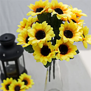 Wedding Decoration DIY wreath wreath clip artificial flowers Seven Heads Beauty Fake Sunflower Artificial Silk Flower BouquetP