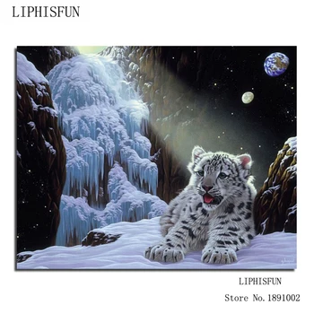 

Snow Leopard DIY Square Resin Rhinestone Diamond Embroidery Pasted Paintings Diamond Animal Winter Needlework Pictures