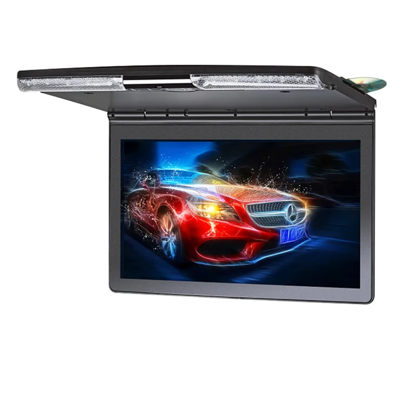 17.3 Inch Car Ceiling Monitor 1920x1080 MP5 Flip Down Roof Mount Car DVD Player with IR FM Transmitter HDMI USB SD Speaker Games - Цвет: without headphone