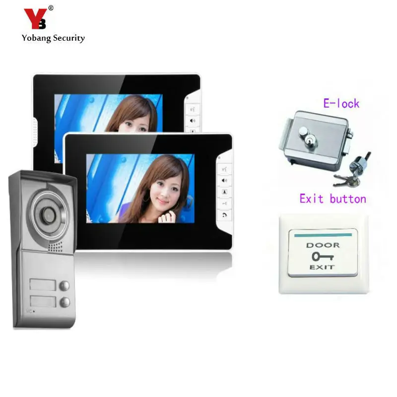 Yobang Security 7inch building video intercom system doorbell villa door intercom with High Definition Camera Electric lock