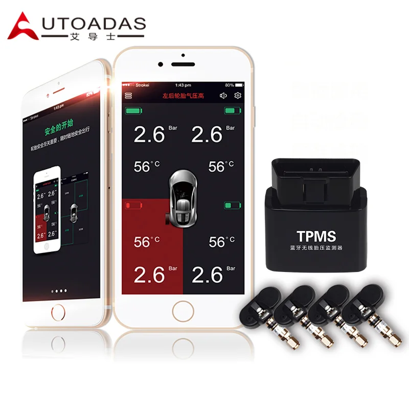 

tpms 4 internal sensors OBD plug bluetooth wireless for andriod mobile phone tyre pressure monitoring system tpms tools