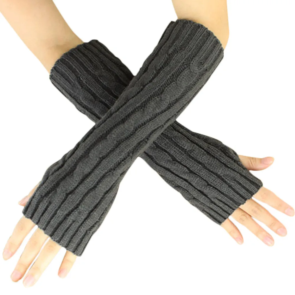 Buy 2017 Hemp Flowers Fingerless Knitted Long Gloves Luvas femininas para o