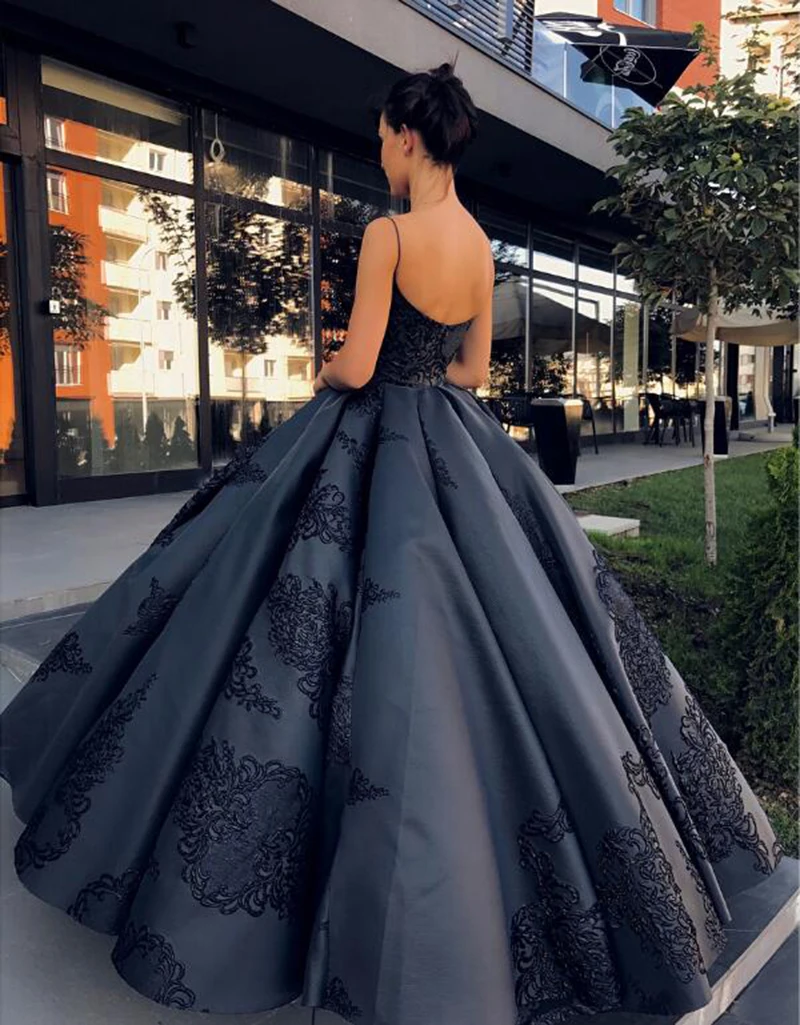 Длинное вечернее платье, элегантное черное кружевное платье с аппликацией и глубоким вырезом, женское платье в арабском стиле, вечерние платья Abendkleider