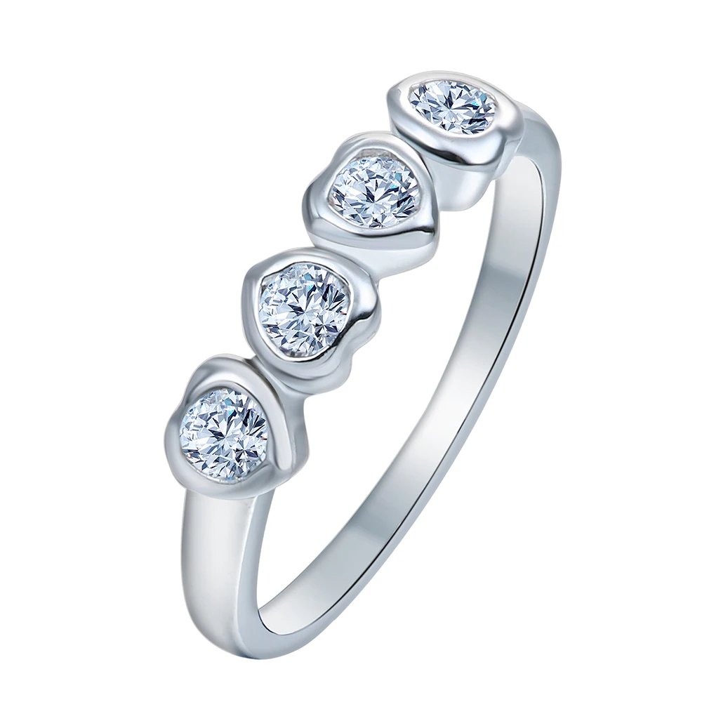 

2023 Elegant Temperament Wedding Rings For Women Romantic Heart To Heart Ring With Clear Stones Crystal Engagement Jewelry Gifts