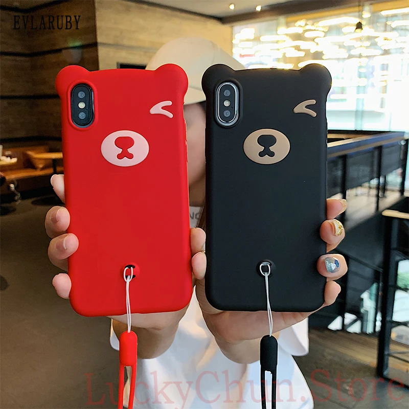 

EVLARUBY phone case for iphone xs 6 6s 7 8 plus Cute Cartoon case for iphone 8 7plus 6Plus case silicone Candy Color Back Cover