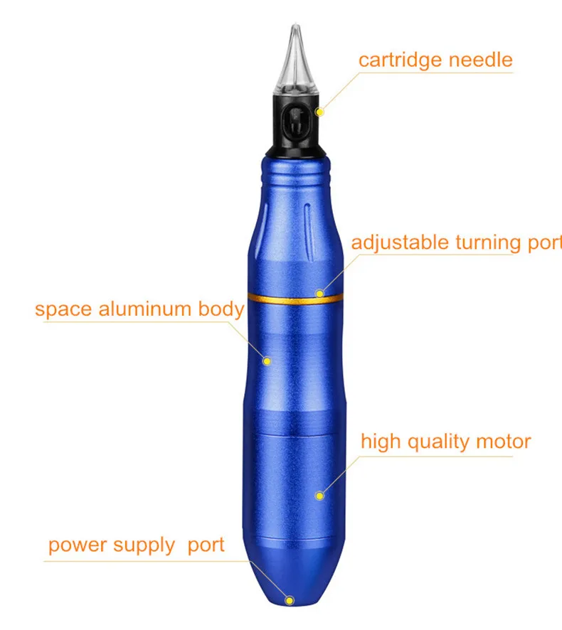1 шт. профессиональная гибридная ручка Перманентный макияж ручка для бровей роторная тату-машина 4,5 Вт движущаяся игла Картриджи с DC5.5 Jack