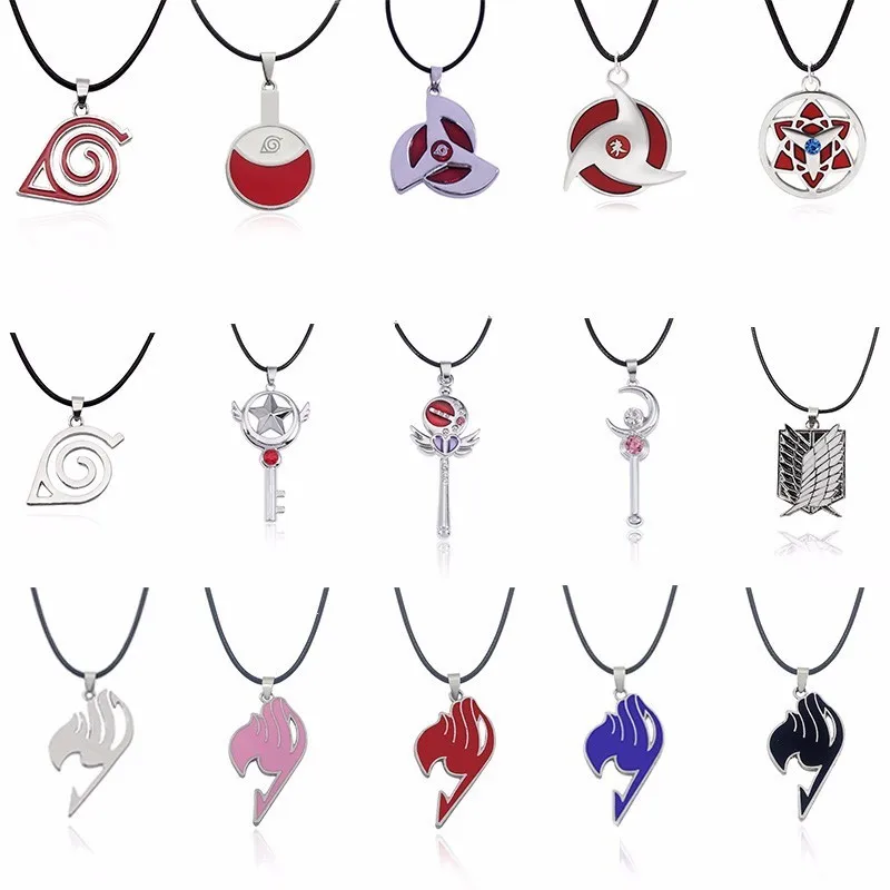 

Trendy Japan Anime Necklace Naruto Symbol Pendant Ninja Sailor Moon Pendant Fairy Tail Uchiha Sha Rinn Gann Necklaces&Pendants