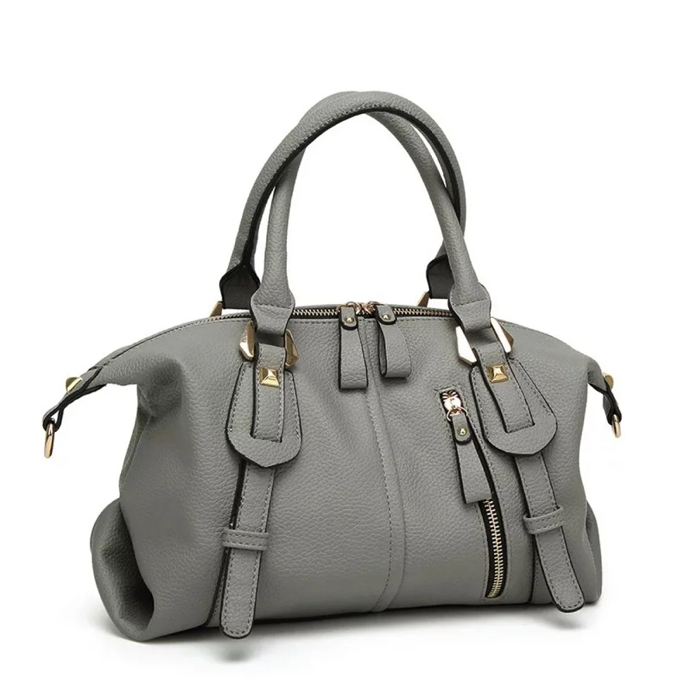 

Stylish and simple one-shoulder Boston women's bag silver versatile carry-on satchel