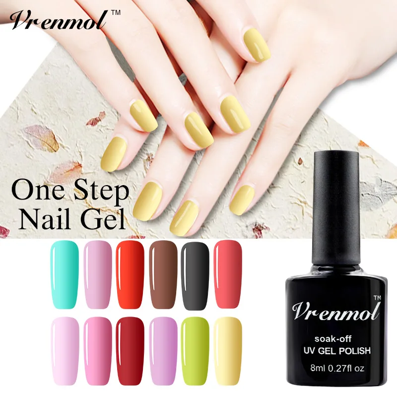 

Vrenmol 3 in 1 Gel Varnish Soak Off UV One Step Nail Gel 8ml No Need Top Base Coat Sticker for Nails Vernis Semi Permanent