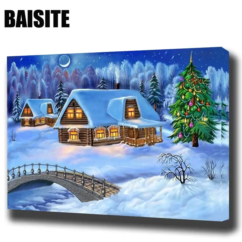 

BAISITE DIY Framed Oil Painting By Numbers Landscape Pictures Canvas Painting For Living Room Wall Art Home Decor E853