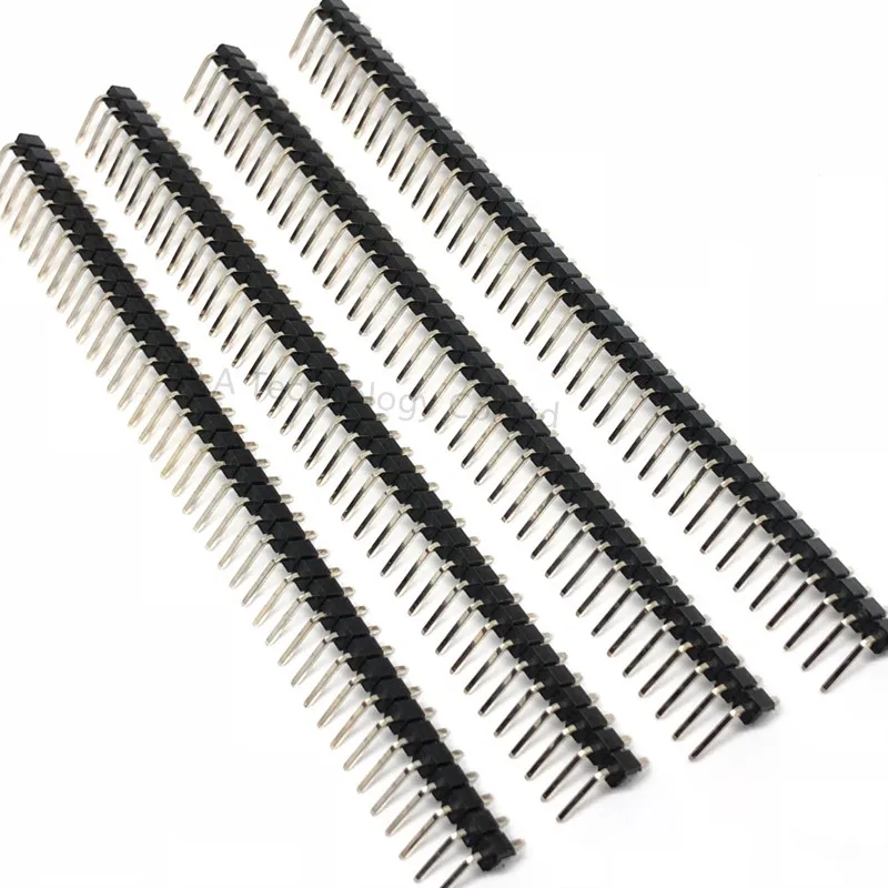 Free Shipping 10pcs lot Pin Header 2.54mm Right Angle Pin Connector Single Row Male 2.54 Breakable Pin Header Gold-plated 40 Pin 1X40Pin 3