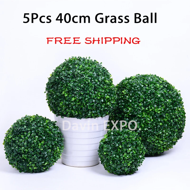 

5Pcs 40cm Green Grass Ball Plastic Plant Ornament Party Decoration Garden Decor Wedding Decoration Artificial Flowers