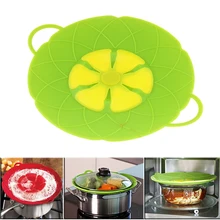 Multi-function Cooking Tools Flower Cookware Parts Green Silicone Boil Over Spill lid Stopper Oven Safe For Pot/Pan Cover 10″