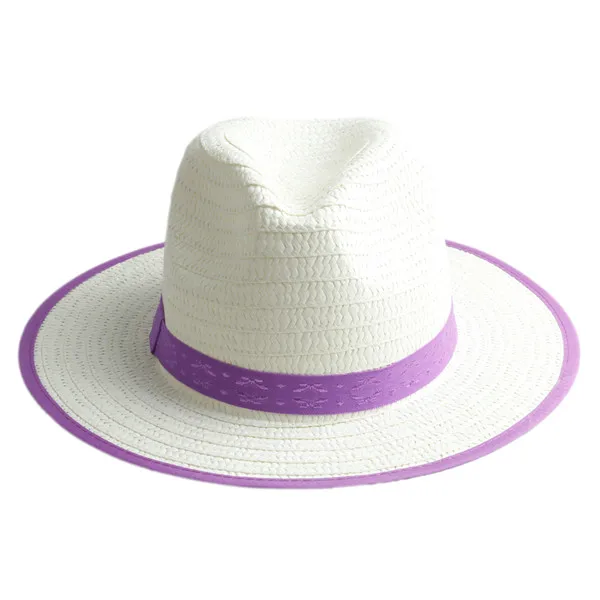 Модное Летнее Детское соломенная шляпа Федора Мужская Гангстерская шляпа Кепка для мальчиков, девочек Панамы с широкими полями детская пляжная шляпа Панама хорошая посылка 18 - Цвет: Purple