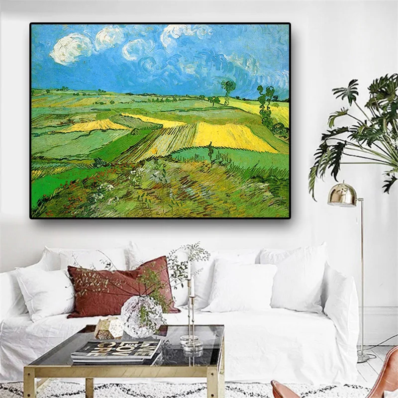 

Wheat Fields at Auvers by Van Gogh Impressionist Abstract Oil Painting on Canvas Posters and Print Wall Picture for Living Room