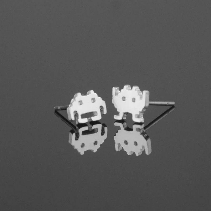 

1Pair Pixels Stud Tiny Silver Gold Andrews Robot Stud Earring