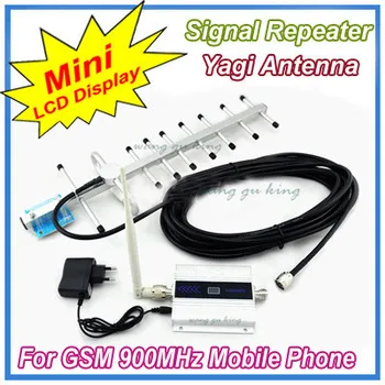 

LCD Screen GSM 900 Mhz Repeater Booster Cell phone Mobile Signal Repeater Amplifier 13 dBi 9 Yagi units Yagi Antenna with Cable