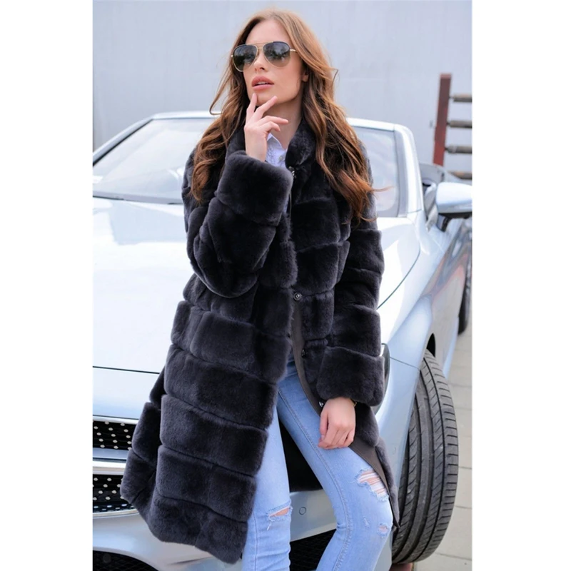 

Rabbit Fur Jacket Fashion Slim Real Fur Coats For Women 2020 Winter Sale Whole Skin Plus Size Real Collar Classic Natural Fur