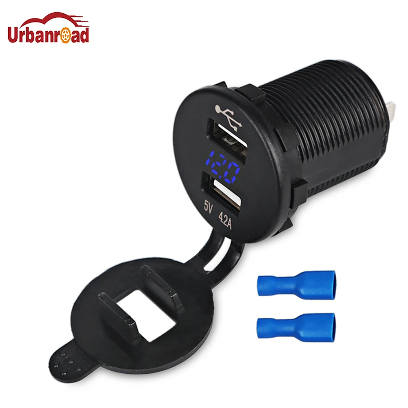 White LED 5V 4.2A Waterproof Dual USB Car Charger Power Adapter Outlet